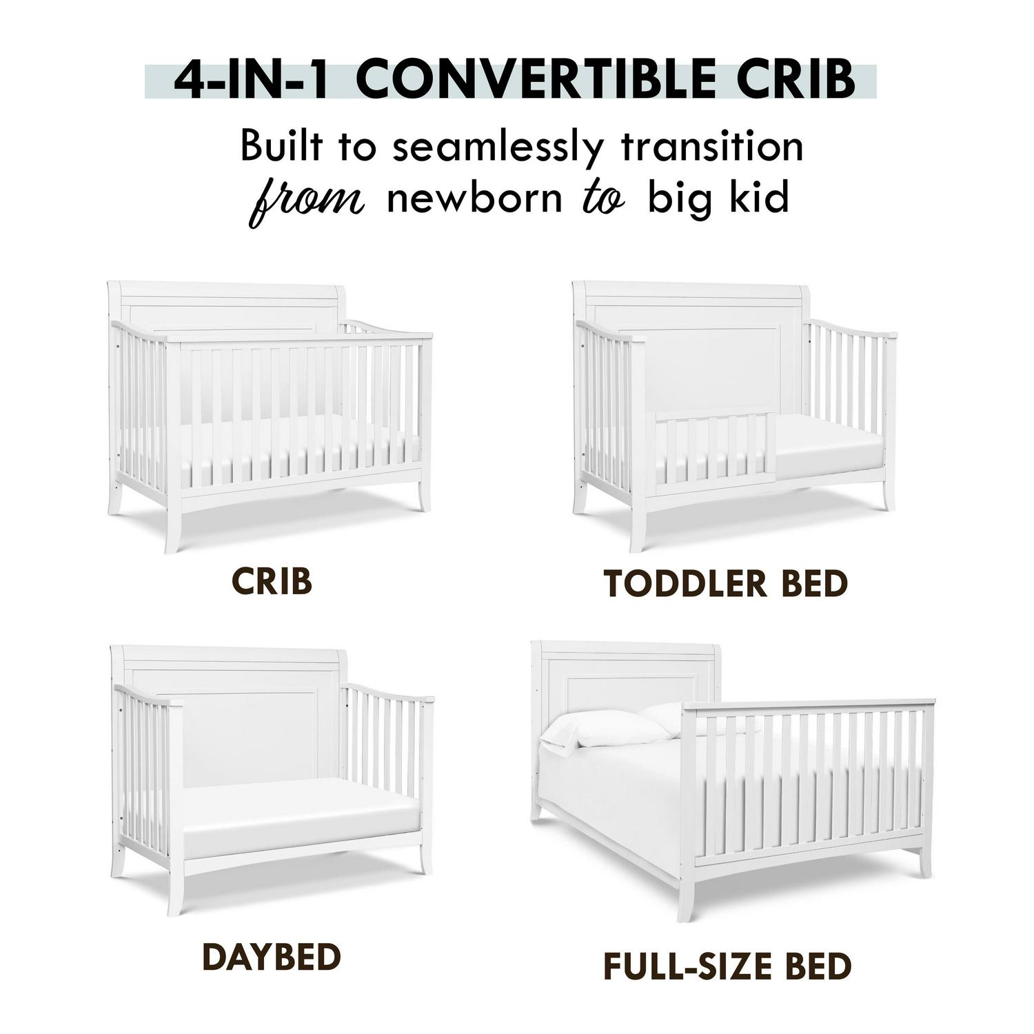 DaVinci Anders Pine Wood 4-in-1 Convertible Crib in White - Image 4