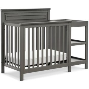 DaVinci Autumn Pine Wood 4-in-1 Mini Crib & Changer Combo in Slate
