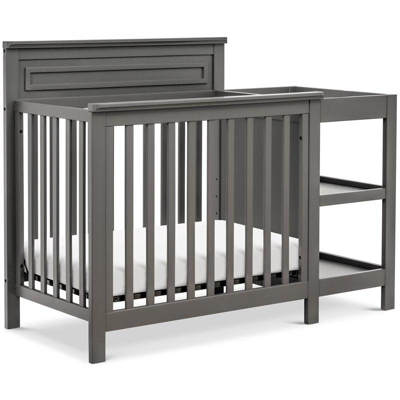 DaVinci Autumn Pine Wood 4-in-1 Mini Crib & Changer Combo in Slate