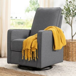 DaVinci Casey Pillowback Swivel Glider in Shadow Gray