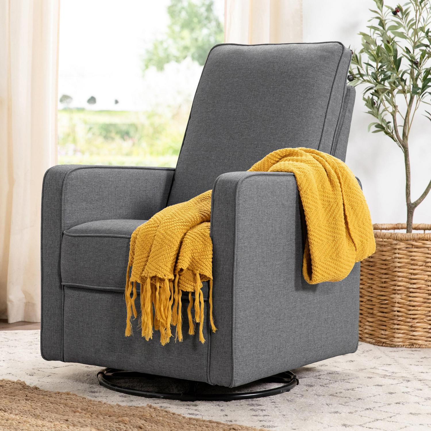 DaVinci Casey Pillowback Swivel Glider in Shadow Gray