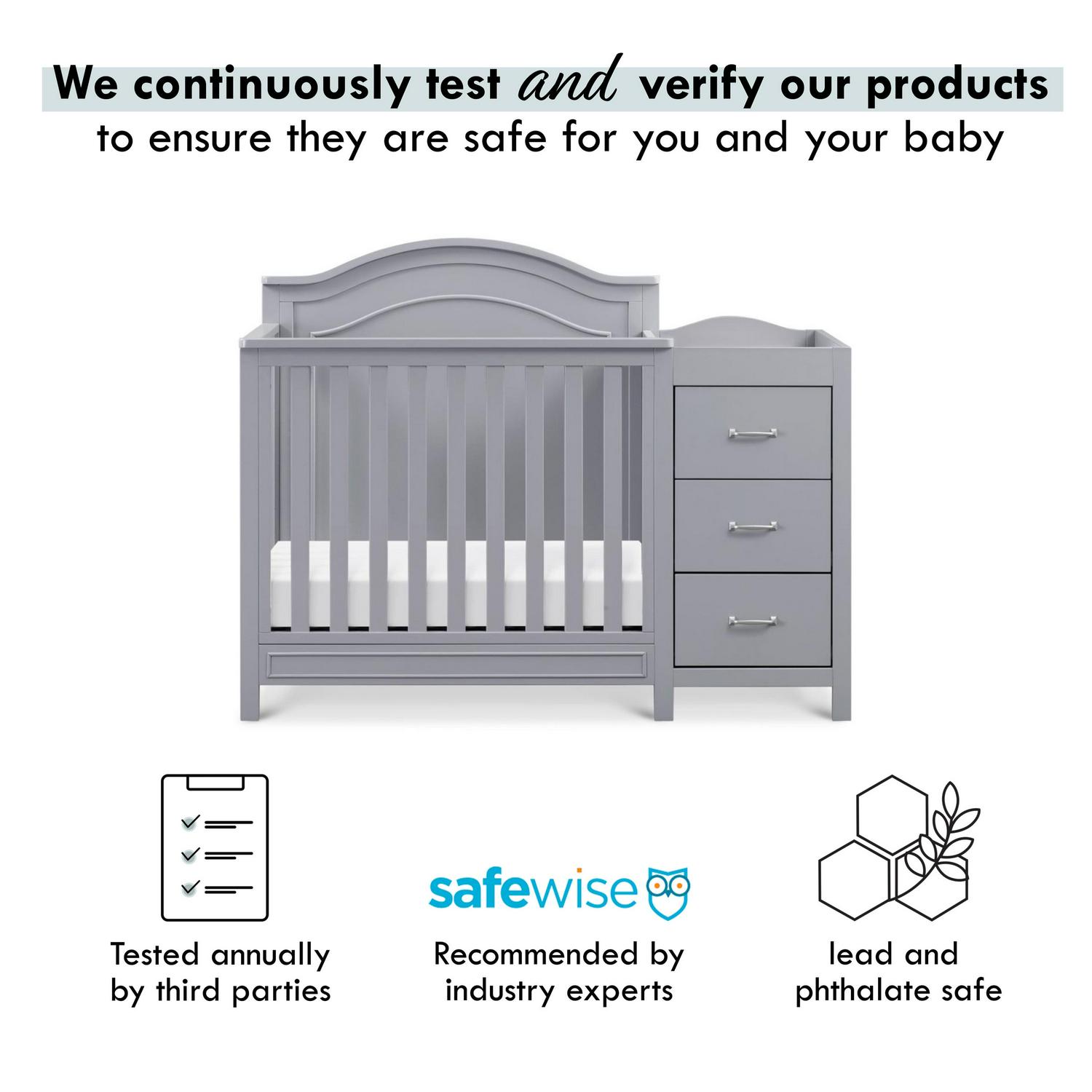 DaVinci Charlie 4-in-1 Convertible Mini Crib & Changer in Grey - Image 12