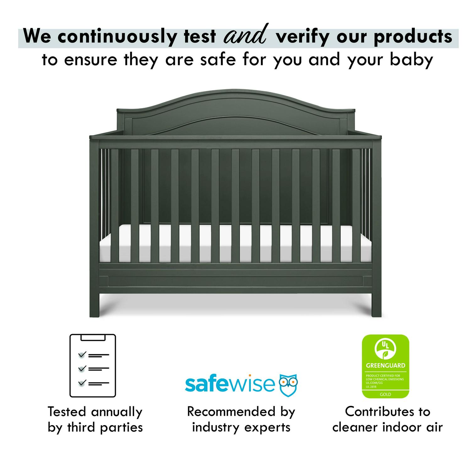 DaVinci Charlie 4-in-1 Convertible Crib, Greenguard Gold Certified, Forest Green - Image 7