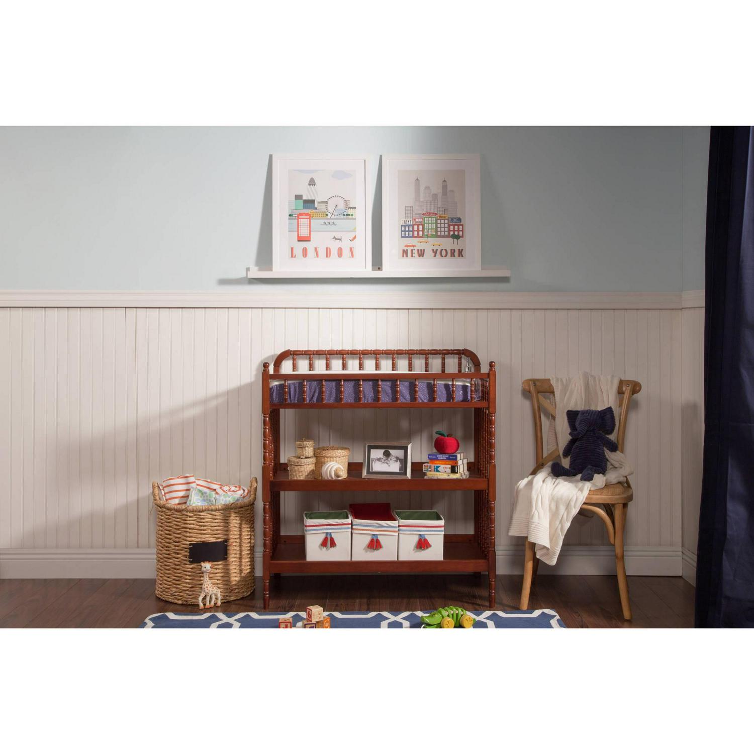 DaVinci Baby Jenny Lind Changing Table with 1" Waterproof Pad, Rich Cherry Finish - Image 2
