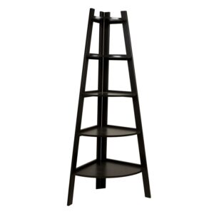Danya B. Free Standing 5-Tier Pyramid Corner Ladder Display Shelving Unit/Bookshelf (Espresso)