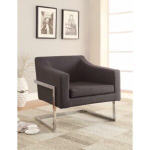Chris Upholstered Accent Chair Chrome and Grey