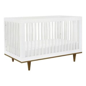 Davinci Marley Modern Pine Wood 3-In-1 Convertible Crib in White/Walnut