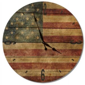 Day Dream RFC16 16 in. Rustic Flag wood Wall Clock