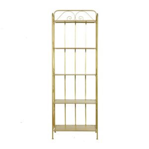 DecMode 13"W, 67"H Metal Glam Bakers Rack, Gold, 1-Piece