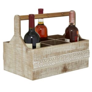 DecMode 15"W, 12"H Wood Boho Style Wine Holder, Brown, 1 - Piece