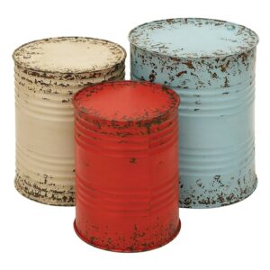 DecMode 16" x 20" Multi Colored Metal Nesting Accent Table with Distressed Accents, 3-Pieces