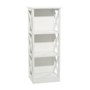 DecMode 16" x 40" White Wooden 3-Tier Shelving Unit, 1-Piece