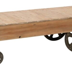 DecMode 17" x 56" Brown Wood Industrial Coffee Table