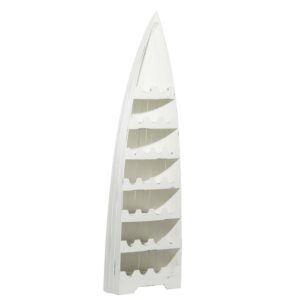 DecMode 21" x 76" White Wood 25 Bottles Boat Standing Wine Rack, 1-Piece