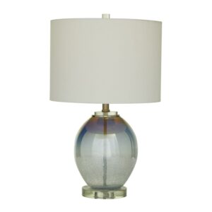 DecMode 23" Blue Table Lamp with White Linen Shade (2 Count)