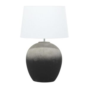 DecMode 23" Wide Rounded Textured Ombre Black Table Lamp with White Linen Shade