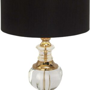 DecMode 24" Gold Table Lamp with Black Fabric Shade