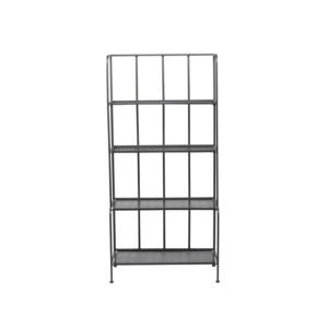 DecMode 24" x 49" Black Metal Indoor Outdoor Tall Folding 4 Shelves Bakers Rack, 1-Piece