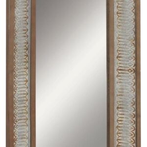 DecMode 26" x 59" Gold Window Inspired Wall Mirror with Arched Top
