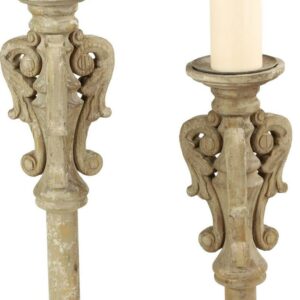 DecMode 27", 22"H Vintage Candlestick, Grey, 2 - Pieces