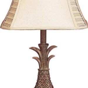 DecMode 27" Pineapple Fruit Brown Table Lamp with Cream Fabric Shade (2 Count)