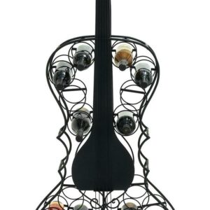 DecMode 27" x 68" Black Metal 26 Bottle Cello Instrument Standing Wine Rack, 1-Piece