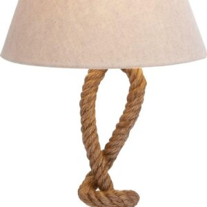 DecMode 29" Twisted Rope Knot Brown Table Lamp with Cream Fabric Shade