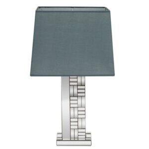 DecMode 30" Mirrored Silver Table Lamp with Gray Linen Shade