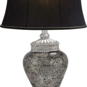 DecMode 30" Silver Table Lamp with Black Fabric Shade