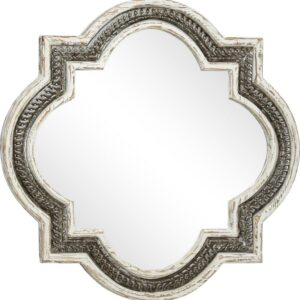 DecMode 30" x 30" White Quatrefoil Wall Mirror