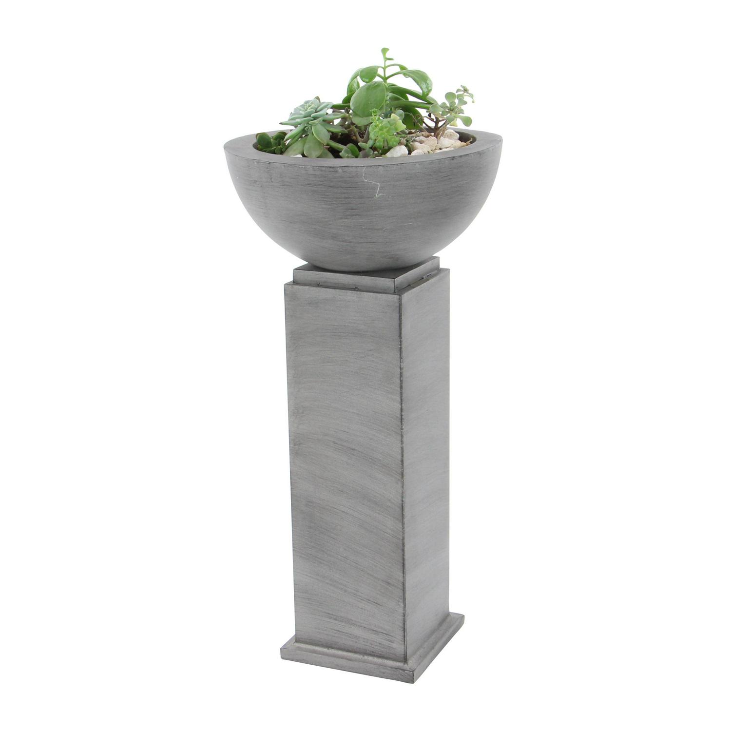DecMode 31", 38"H Gray Metal Planter with Cubic Base (2 Count) - Image 6