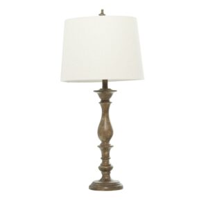 DecMode 32" Brown Table Lamp with Cream Fabric Shade (2 Count)