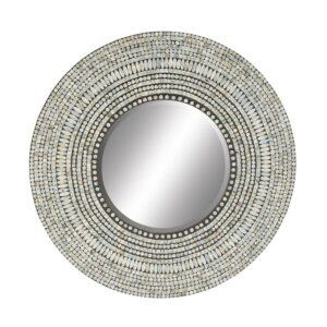 DecMode 32" x 32" Gray Handmade Mosaic Tribal Wall Mirror