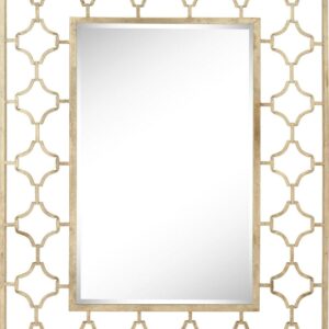 DecMode 38" x 50" Gold Quatrefoil Wall Mirror