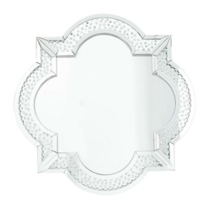 DecMode 39" x 39" Silver Quatrefoil Wall Mirror