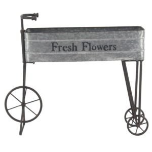DecMode 42" x 9" x 34" Gray Metal Indoor Outdoor Wagon Plantstand