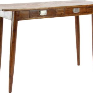 DecMode 45" x 30" Dark Brown Wood 2 Drawers Console Table with Silver Pull Handles, 1-Piece