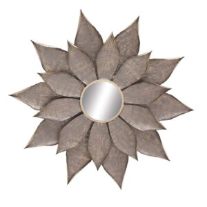 DecMode 49" x 49" Light Brown Starburst Wall Mirror