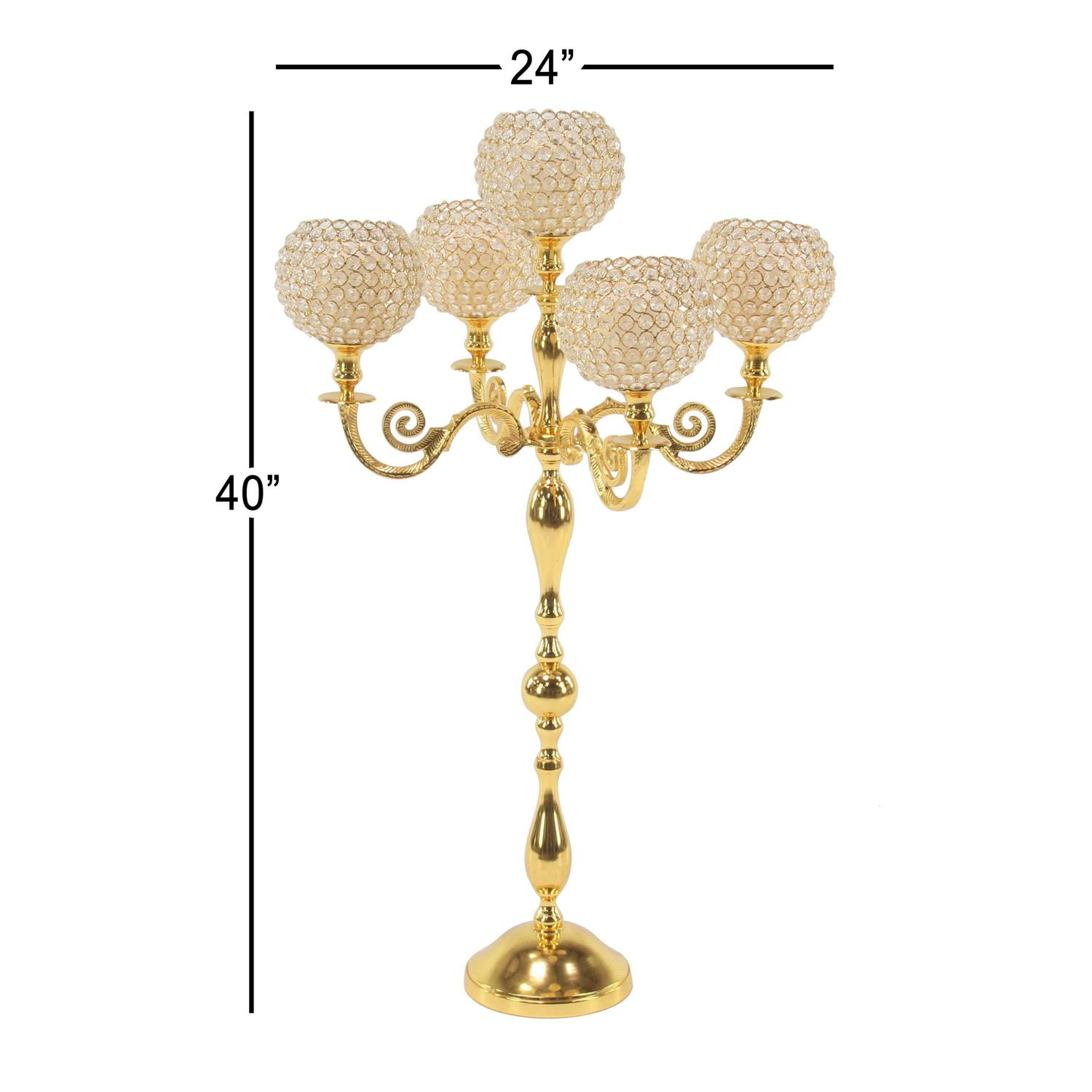 DecMode 5 Holder Gold Aluminum Candelabra - Image 3