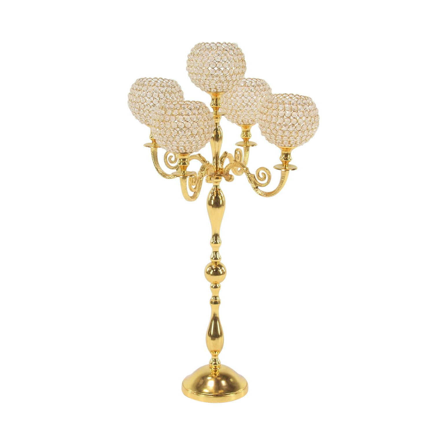 DecMode 5 Holder Gold Aluminum Candelabra - Image 9