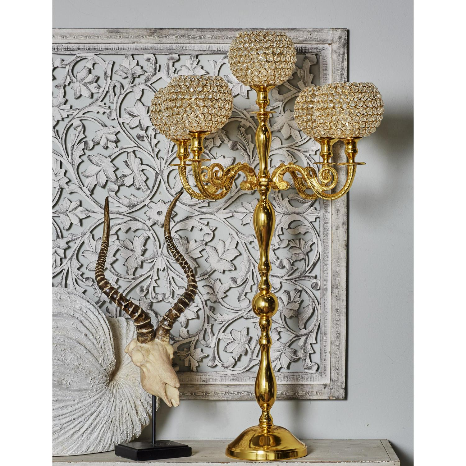 DecMode 5 Holder Gold Aluminum Candelabra - Image 2