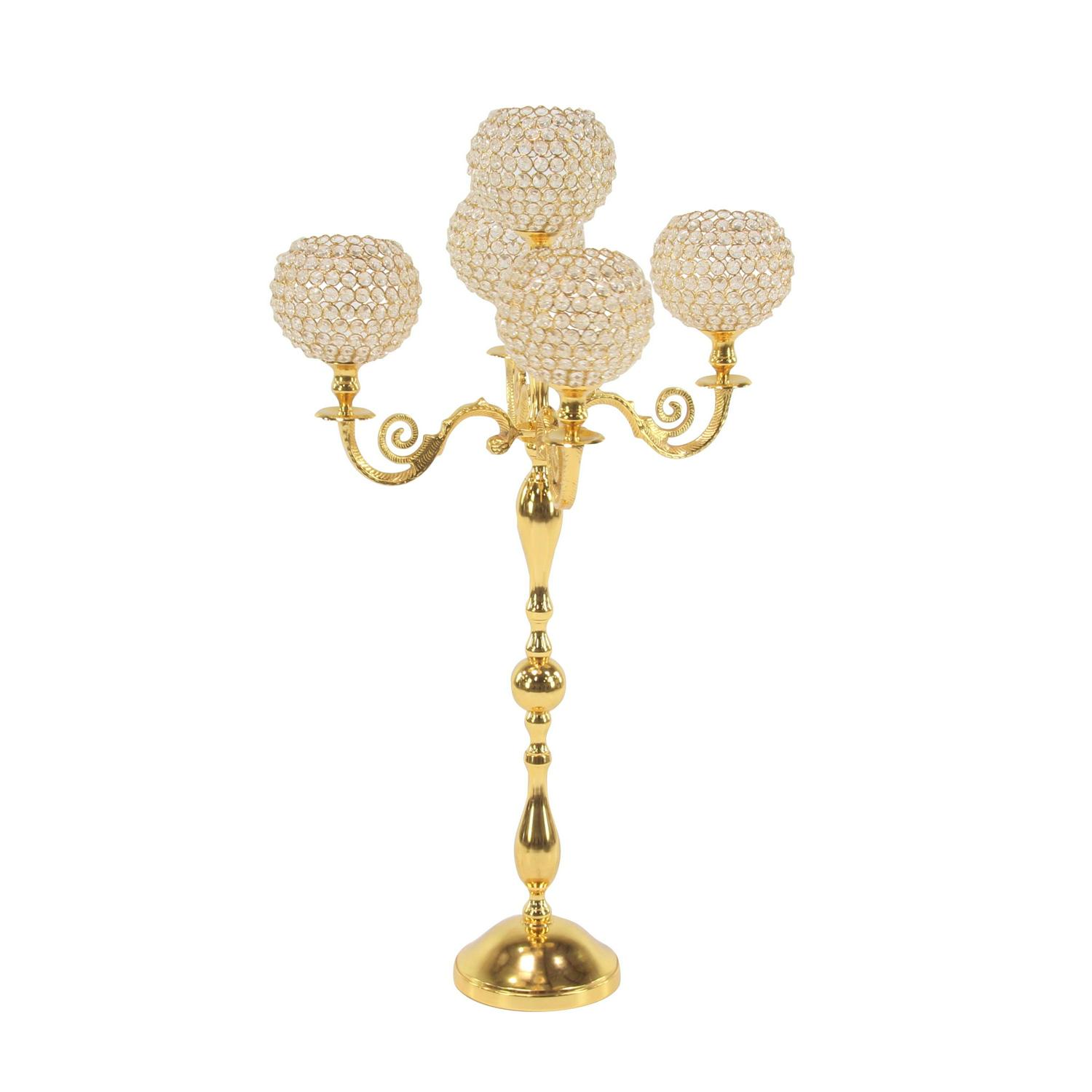 DecMode 5 Holder Gold Aluminum Candelabra - Image 8