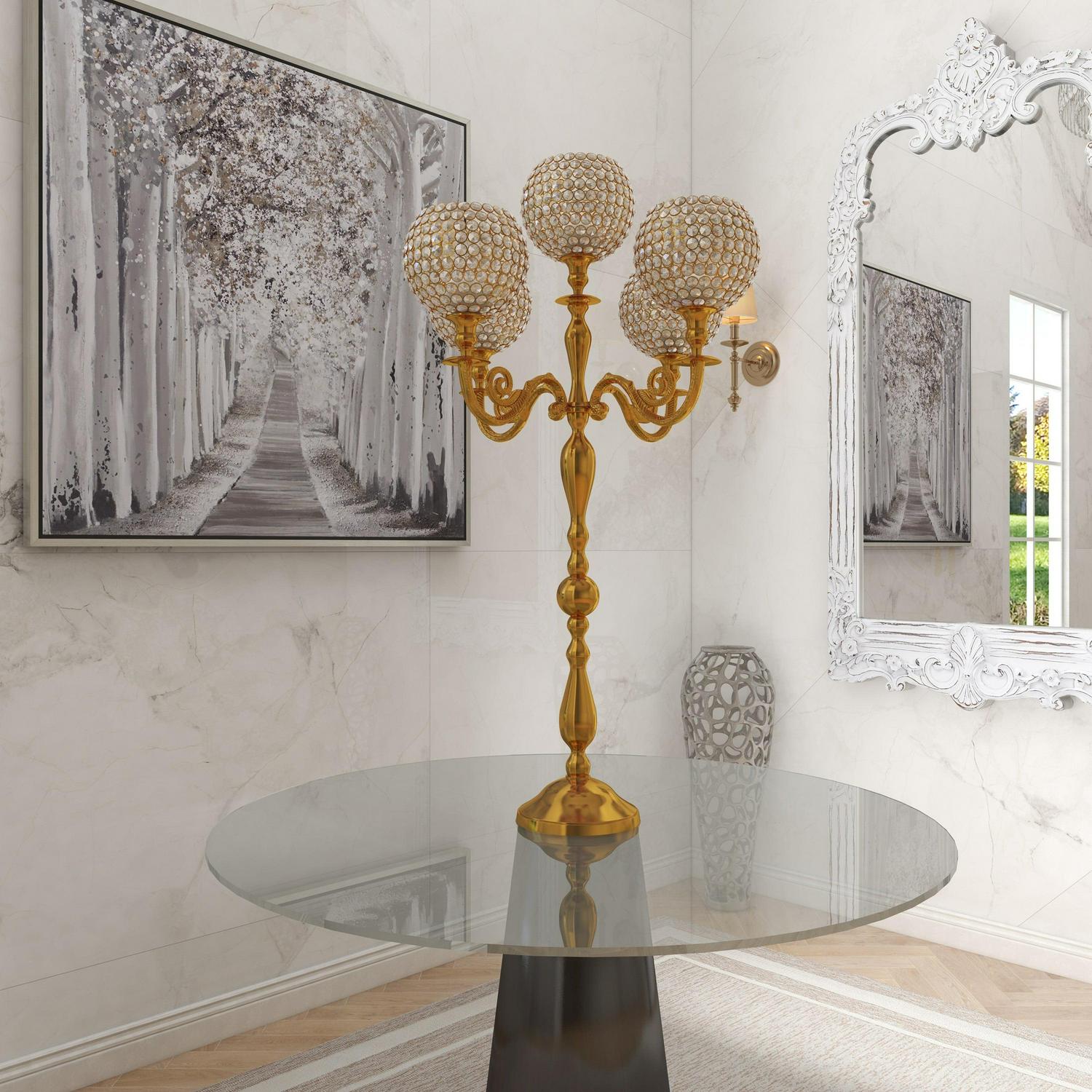 DecMode 5 Holder Gold Aluminum Candelabra - Image 12
