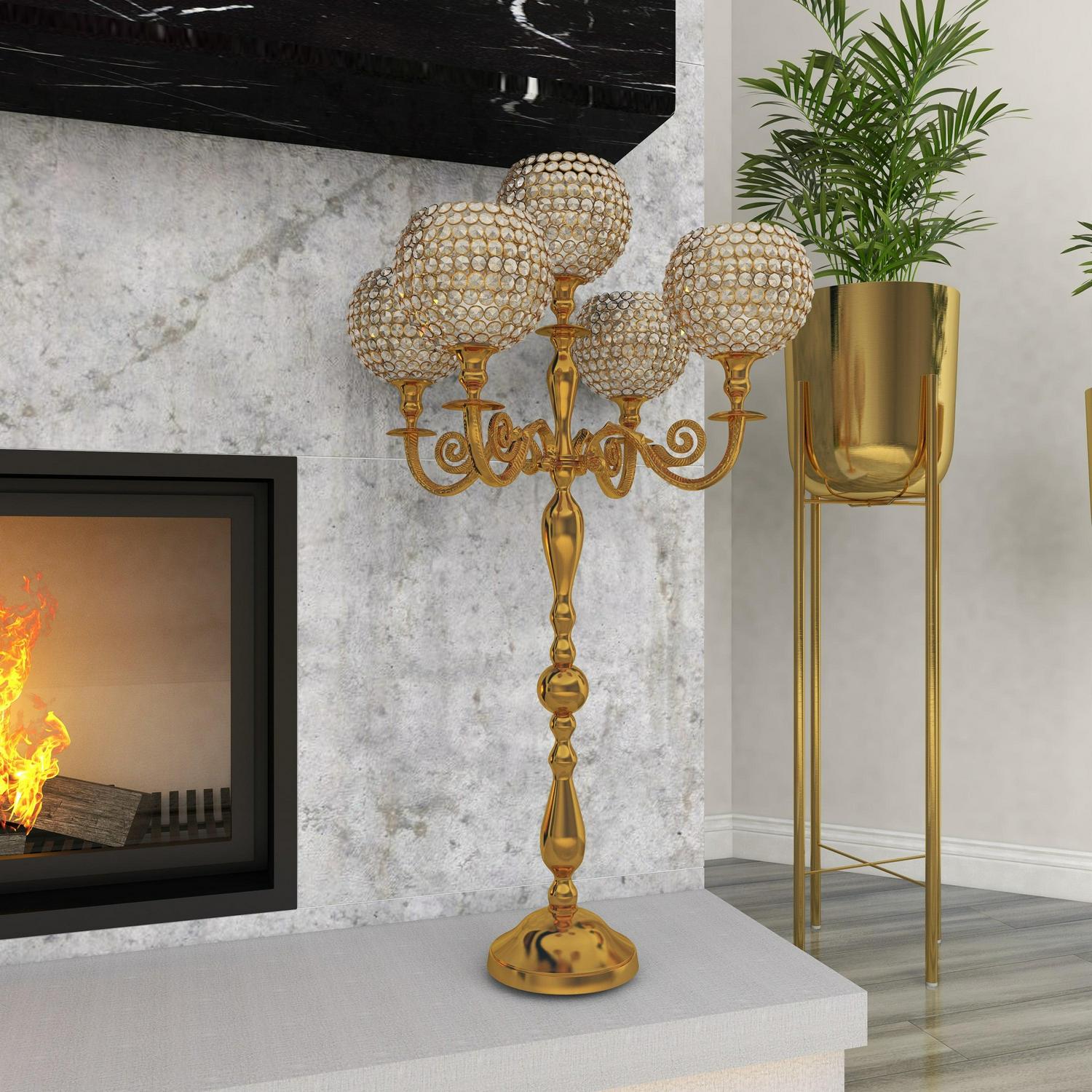 DecMode 5 Holder Gold Aluminum Candelabra - Image 11