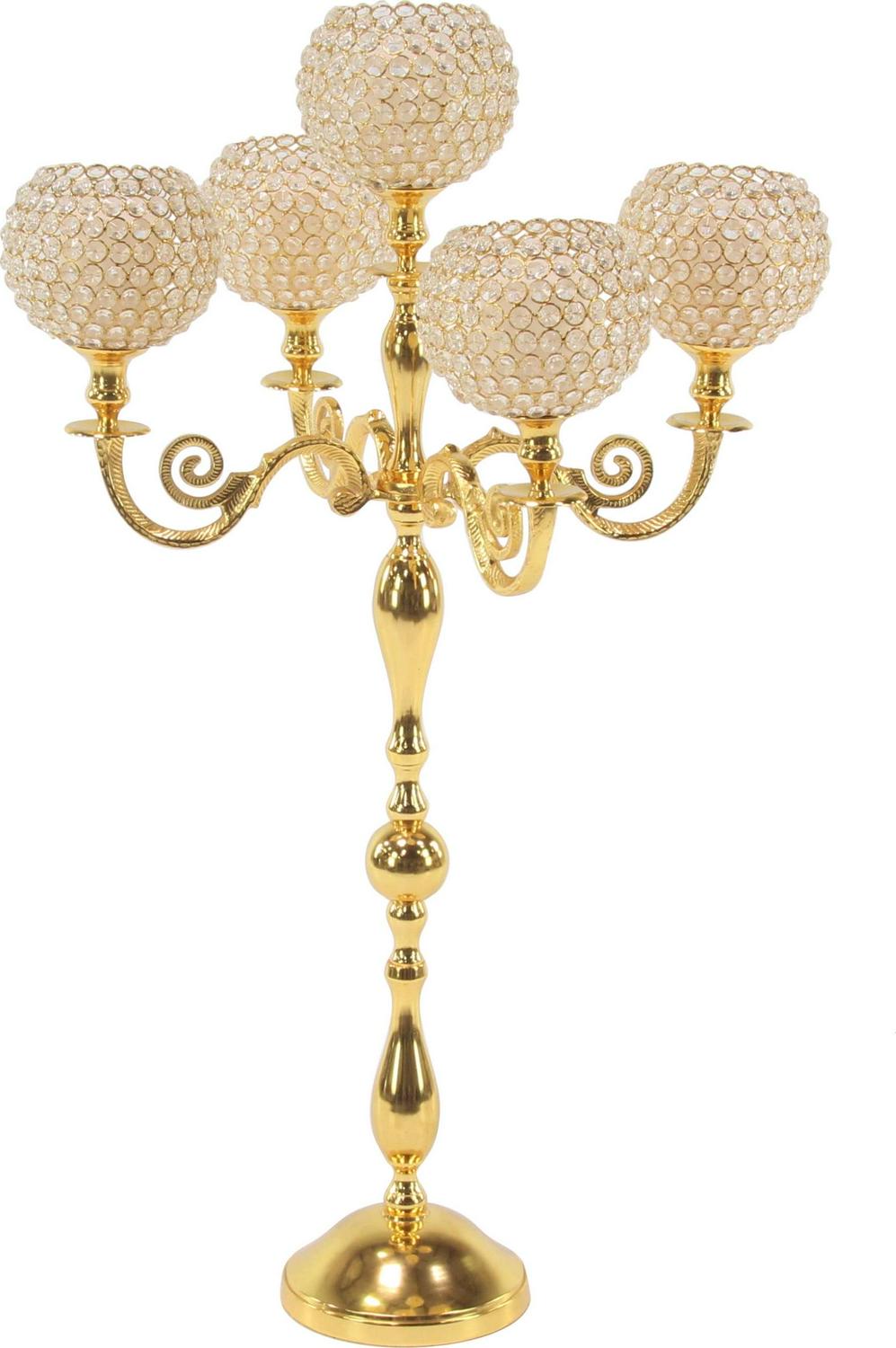 DecMode 5 Holder Gold Aluminum Candelabra