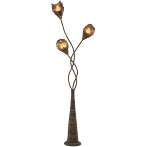 DecMode 72" 3 Light Brown Floor Lamp with Multicolored Paper Shade