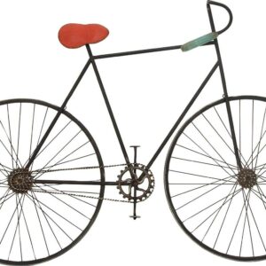 DecMode Black Metal Bike Wall Decor with Seat and Handles