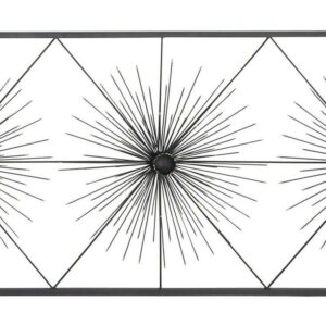 DecMode Black Metal Sea Urchin Starburst Wall Decor with Black Frame