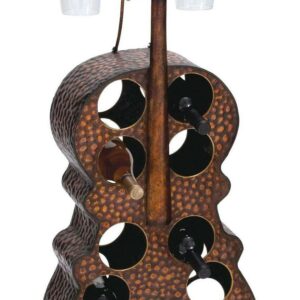 DecMode Brass Traditional Metal Standing Cello Wine Rack, 17"W x 47"H