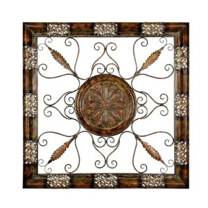 DecMode Brown Metal Scroll Wall Decor